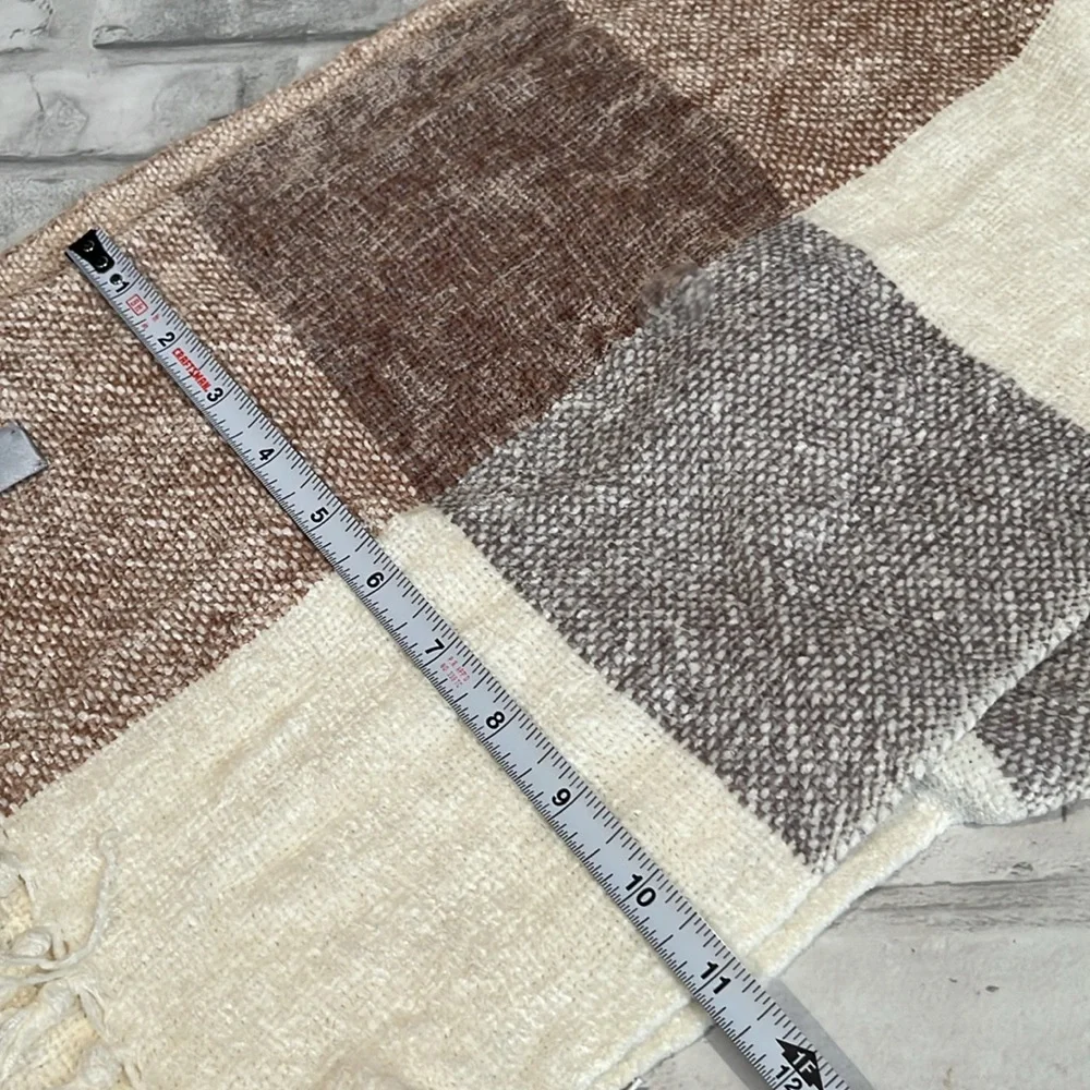 Charter Club chenille plaid soft 70 inch plus fringe scarf warm yet thin winter